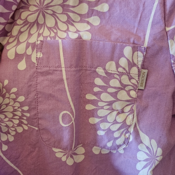 Brixton Bunker Garden Boyfriend Purple and White Button Up Shirt Size Small - Picture 4 of 6